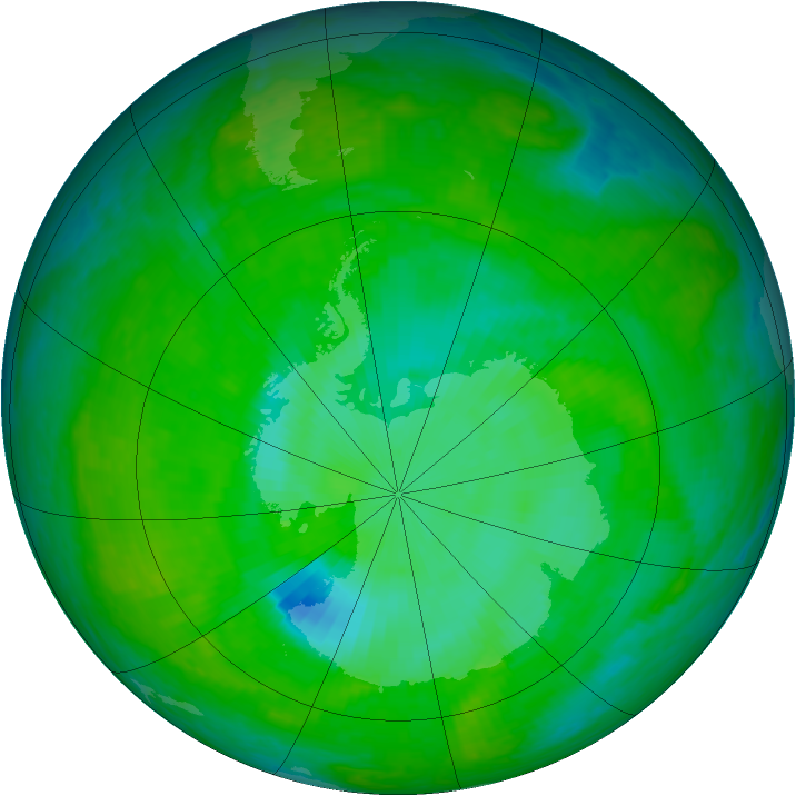 Antarctic ozone map for 10 December 2003